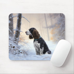 Tapis De Souris Anglais Springer Spaniel Laissez-le neiger Noël