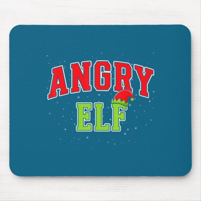 Tapis De Souris Angry Elf Christmas Family Matching Group Xmas  (Devant)
