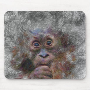 Tapis De Souris animal artistique orang bébé
