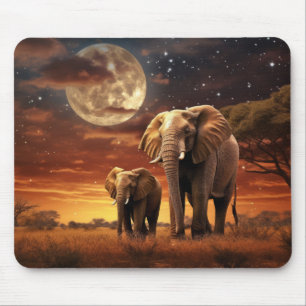 Tapis De Souris Animal éléphant Faune sauvage Art coloré