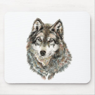Tapis De Souris Animal fait sur commande d'aquarelle de loup de