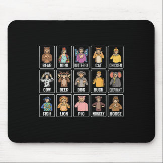 Tapis De Souris Animaux ASL Gesture à la main Animaux Sourds Perte