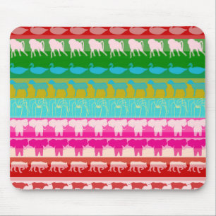 Tapis De Souris Animaux colorés rétro motif moderne rayures #4