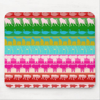 Tapis De Souris Animaux colorés rétro motif moderne rayures #4