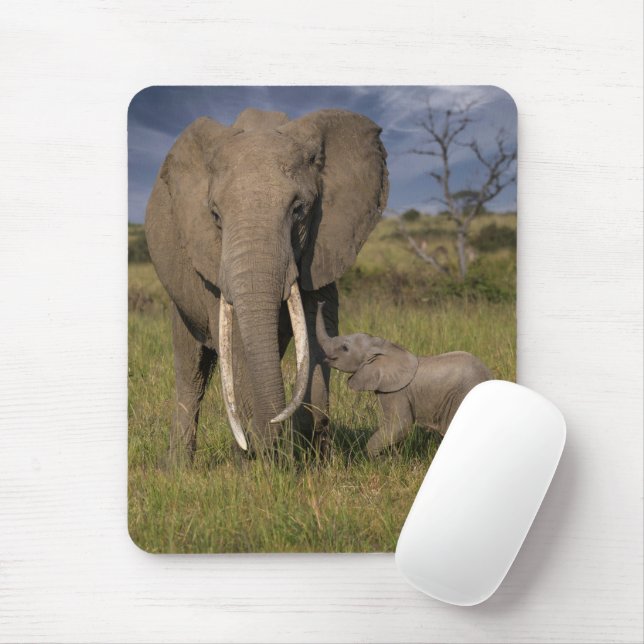 Tapis De Souris Animaux de bébés cutest | Amama Elephant Avec Bébé (Avec souris)
