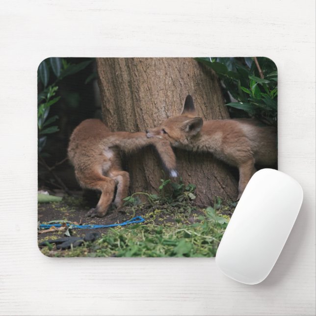 Tapis De Souris Animaux de bébés cutest | Bébé Renards Jouer (Avec souris)