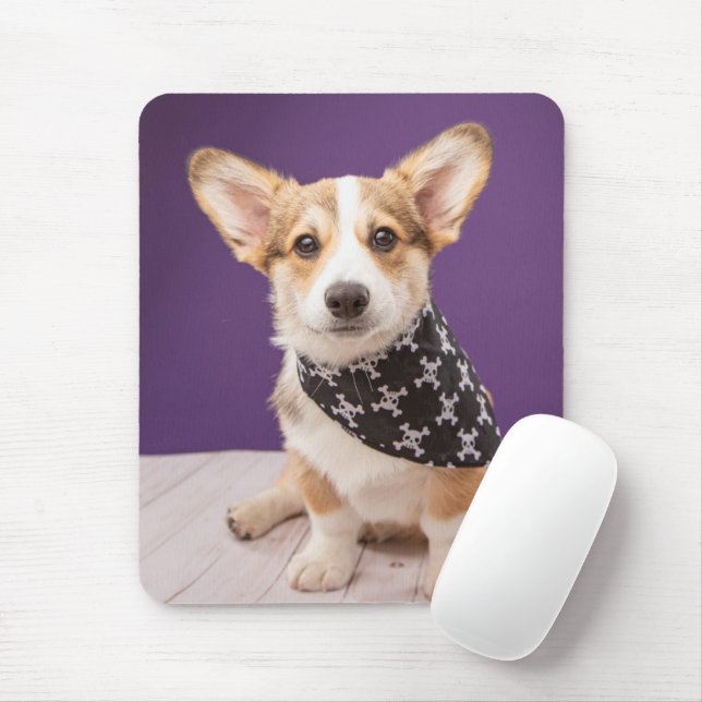 Tapis De Souris Animaux de bébés cutest | Corgi Puppy Skull Bandan (Avec souris)