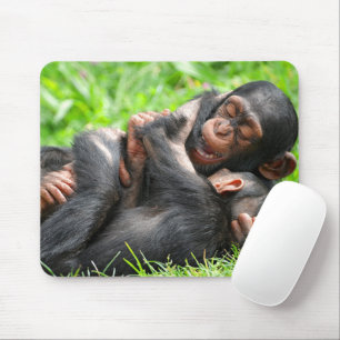 Tapis De Souris Animaux de bébés cutest   Deux jeunes chimpanzés