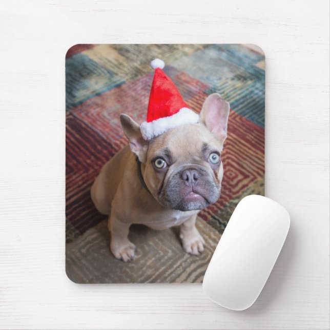 Tapis De Souris Animaux de bébés cutest | French Bulldog Christmas (Avec souris)