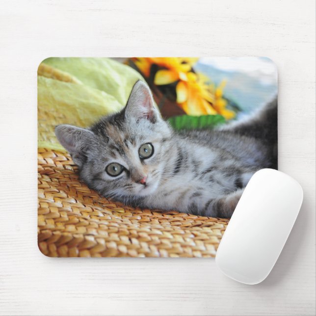 Tapis De Souris Animaux de bébés cutest | Lounge Kitten (Avec souris)