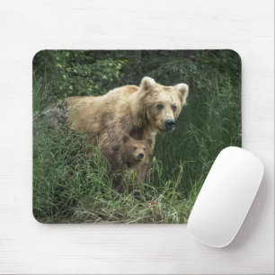 Tapis De Souris Animaux de bébés cutest Ours Mama Ours et ses pe