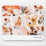 Tapis De Souris Animaux de compagnie Moderne Simple Personnalisé 9<br><div class="desc">Ajoutez neuf (9) photos personnalisées du nom de votre animal et de votre animal. Ajoutez vos photos et si nécessaire,  démasquez le groupe de photos et le cadre,  ajustez l'image sur le cadre,  puis cliquez sur masque.</div>