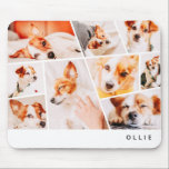 Tapis De Souris Animaux de compagnie Moderne Simple Personnalisé 9<br><div class="desc">Ajoutez neuf (9) photos personnalisées du nom de votre animal et de votre animal. Ajoutez vos photos et si nécessaire,  démasquez le groupe de photos et le cadre,  ajustez l'image sur le cadre,  puis cliquez sur masque.</div>
