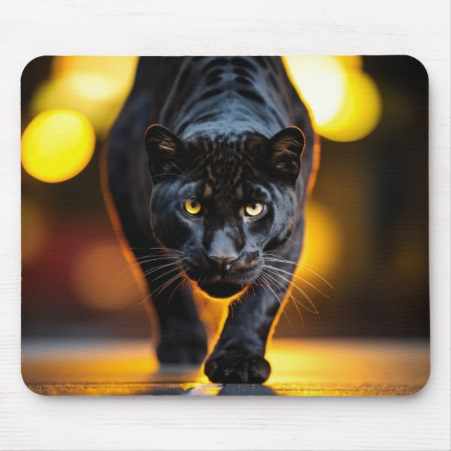 Tapis De Souris Animaux de la faune panthère dans la rue (Devant)