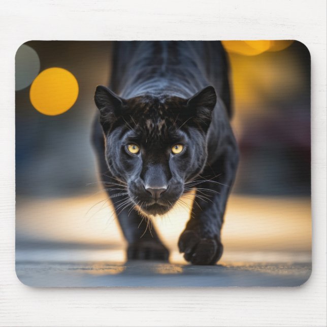 Tapis De Souris Animaux de la faune panthère dans la rue (Devant)