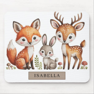 Tapis de souris Animaux de la forêt à l'aquarelle