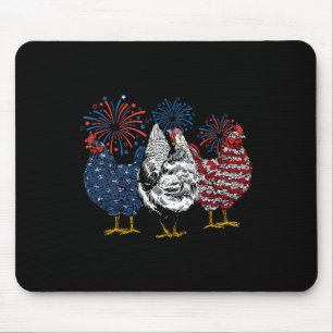 Tapis De Souris Animaux de poulet américains drôles de feu d'artif