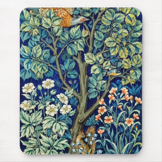 Tapis De Souris Animaux et fleurs, forêt, William Morris (Devant)