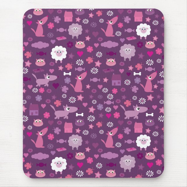 Tapis De Souris Animaux et substance mignons pour le pourpre (Devant)