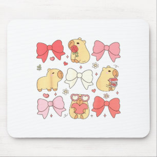Tapis De Souris Animaux Mignons Kawaii Et Rubans Coquette Rose Est