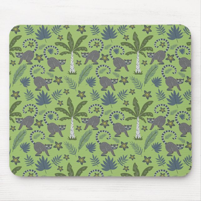 Tapis De Souris Animaux tropicaux sans soudure motif vert et gris (Devant)