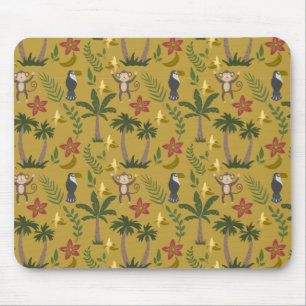 Tapis De Souris Animaux tropicaux singe motif sans soudure, macaw