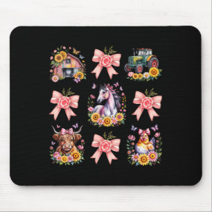 Tapis De Souris Animaux Vache Poulet Cheval Tracteur Fleur Ferme F