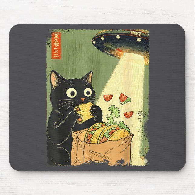 Tapis De Souris Anime Cat Japanese Tacos UFO Apparel (Devant)