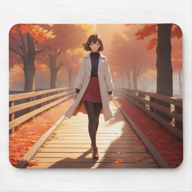 Tapis de souris Anime Feuilles d'érable d'automne (Devant)
