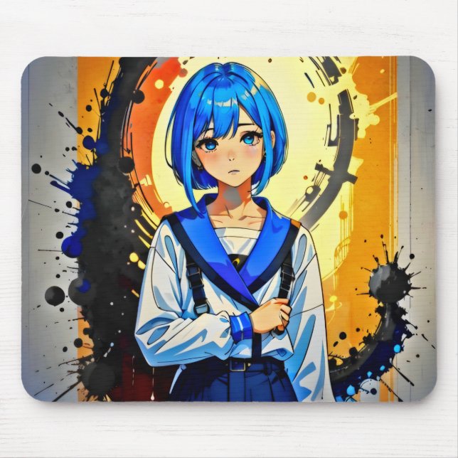 Tapis De Souris Anime Girl in Blue (Devant)