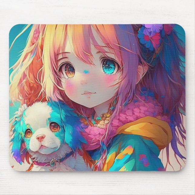 Tapis De Souris Anime Girl with Puppy (Devant)