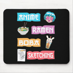 Tapis De Souris Anime Ramen Boba Sketting Kawaii Anime Lover Mer
