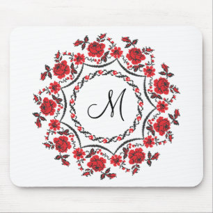 Tapis De Souris Anneau rose Monogramme personnalisé initial