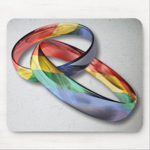 Tapis De Souris Anneaux de mariage d'arc-en-ciel pour l'égalité de