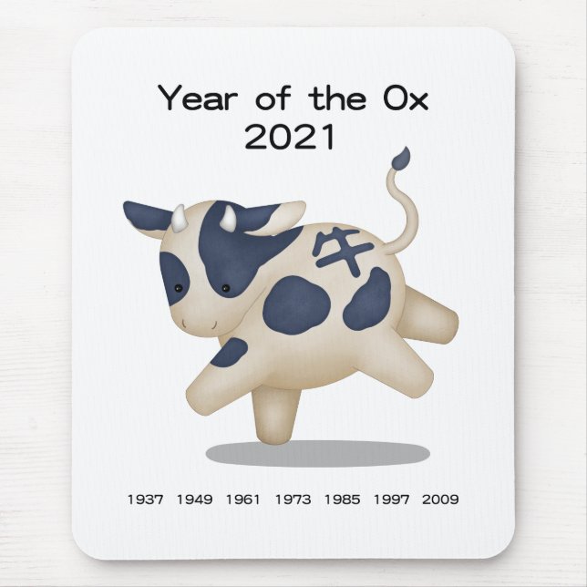 Tapis De Souris Année de l'Ox Cute Zodiac Animal 2021 (Devant)