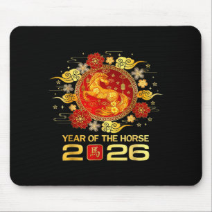 Tapis De Souris Année du Cheval 2026 Nouvel An Chinois 2026 Famil