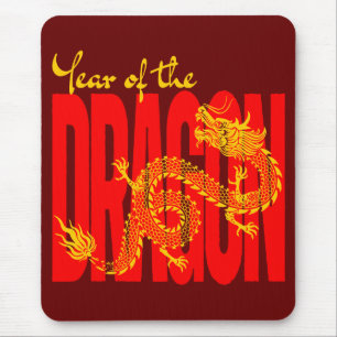 Tapis De Souris Année du Dragon Rouge Or
