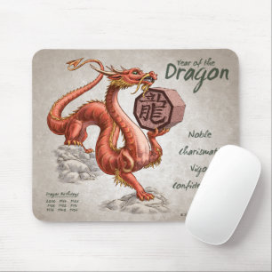 Tapis De Souris Année du Dragon Zodiac chinois Art
