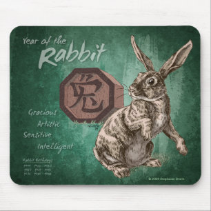 Tapis De Souris Année du lapin Zodiac chinois Art