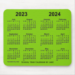 Tapis De Souris Année scolaire 2023-2024 Calendrier vert-jaune par