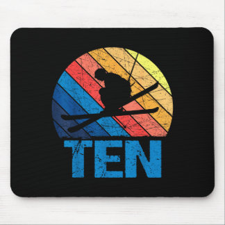 Tapis De Souris anniversaire 10 ans rétro ski skieur garçon de 10