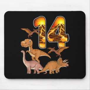Tapis De Souris Anniversaire 14 ans dinosaure T-rex 14 ans