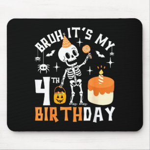 Tapis De Souris Anniversaire 4 ans Halloween Bruh-drole Squelette
