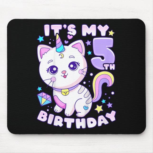 Tapis De Souris Anniversaire de enfant fille 5 ans (Devant)