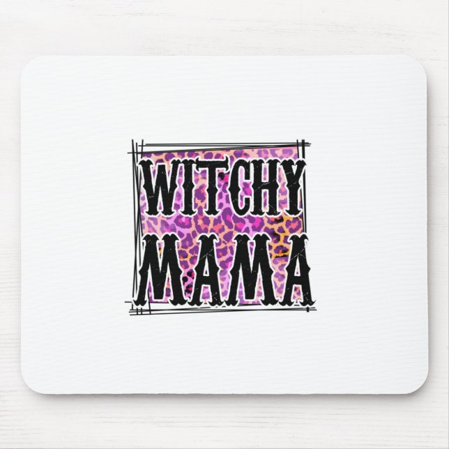 Tapis De Souris Anniversaire de Halloween Leopard Witchy Mama (Devant)