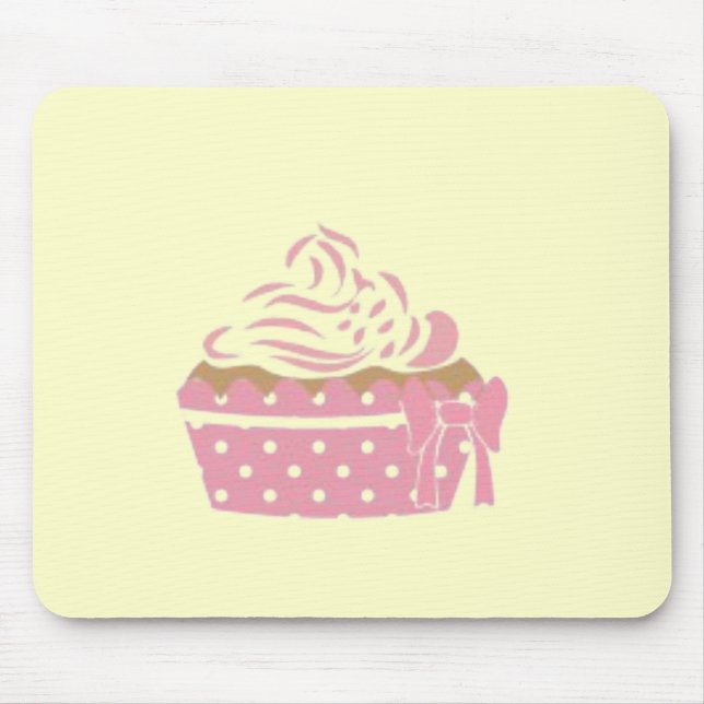 Tapis De Souris Anniversaire du Cupcake rose (Devant)