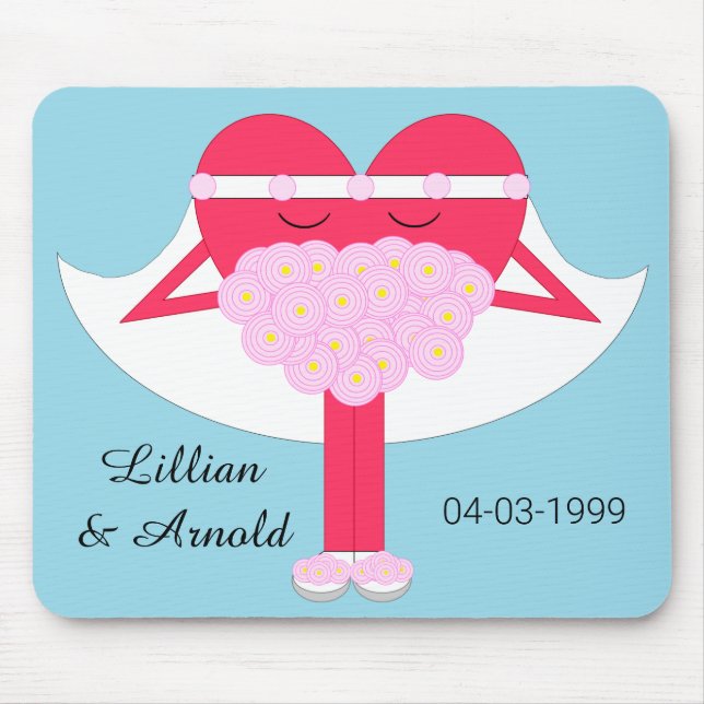 Tapis De Souris Anniversaire du mariage du coeur (Devant)