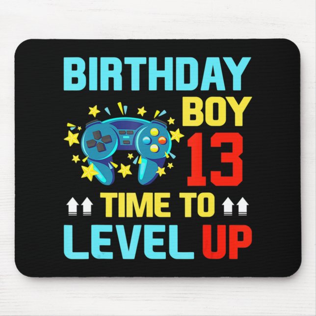 Tapis De Souris Anniversaire Garçon 13 13 Ans Jeux Vidéos Cadeaux  (Devant)
