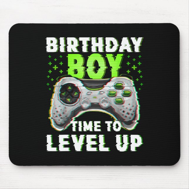 Tapis De Souris Anniversaire Garçon Temps Pour Augmenter Jeux Vidé (Devant)