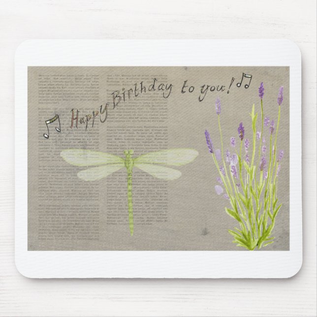 Tapis De Souris anniversaire heureux de libellule (Devant)